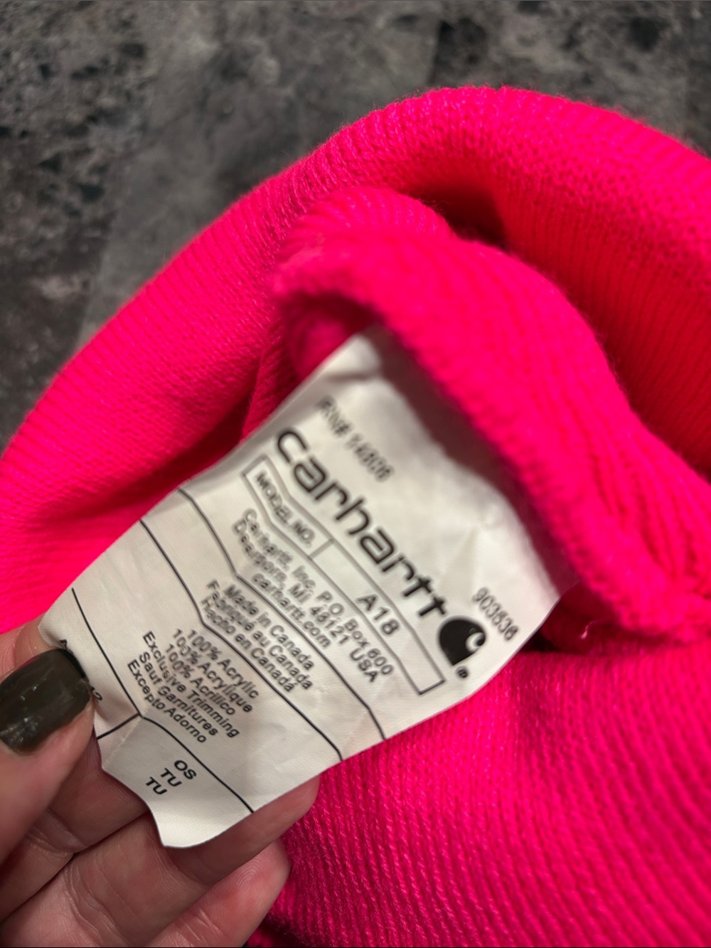 Carhartt Hot Pink Beanie with Yellow Logo Patch - Picture 3 of 3